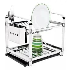 Escorredor de Louças 12 Pratos com Porta Talher Inox e (Com Bandeja )-Mak-Inox