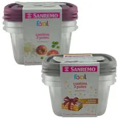 Conjunto 3 Potes Para Armazenar Alimento Plástico 800 ML-Sanremo