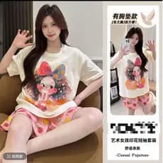 Pijama feminino de algodão nuvem 2026 com almofada no peito doce fofo estilo fino dormitório respirável estilo feminino