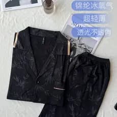 Estilo nacional Loungewear pijamas masculino tamanho grande gelo oxigênio seda Shorts de manga curta legal Casual Lounge
