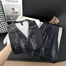 Smudge homewear pijamas masculino tamanho grande gelo oxigênio seda Shorts de manga curta legal Casual homewear terno