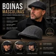 Boina Masculina Inglesa Gatsby Italiana Xadrez Lisa Inverno Elegante Premium