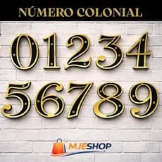 Número Residencial Colonial Dourado p/ Casa 0-9 | Número de Porta Fachada Parede Externo Premium