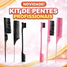 🔥 Kit Pentes Profissionais Completo 3pcs – Oferta Imperdível | Preto ou Rosa