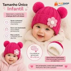 Touca Infantil Luxo Inverno Bebê Com Pompom Presente Perfeito Menina