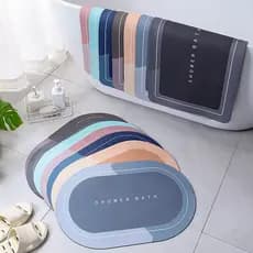 Tapete de Banheiro Estilo Europeu – Diatomita, Antiderrapante, Super Absorvente, Retangular/Oval