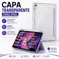 Capa Acrílico transparente Para iPad Com Porta Caneta Suporte Dobrável Borda TPU Anti Impacto