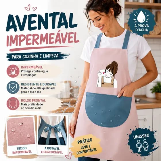 Avental Impermeável para Cozinha, Limpeza e Tarefas Domésticas,A Prova De Água De Limpeza