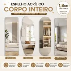 Espelho Acrílico Autoadesivo Corpo Inteiro Sem Moldura Decorativo Para Parede Inquebrável