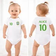 Body Bebe Personalizado com Nome Brasil 2026 Copa  Bebê Menino/Menina Algodão Premium Personalizado Com Nome