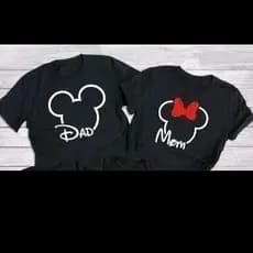 KIT 2 CAMISETAS CASAL MICKEY MOUSE DAD MINNIE MOM ALGODÃO PREMIUM ENVIO IMEDIATO