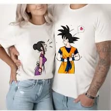 kit camiseta namorados goku e chichi, presente criativo dragon ball namorado e namorada