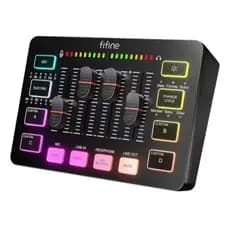 FIFINE Gaming Audio Mixer, Mixer RGB para PC de Streaming com Interface de Microfone XLR, SC3
