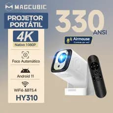 MAGCUBIC HY310 Projetor Portátil 330 ANSI Foco automático Suporta 4K Controle remoto por voz WiFi6 BT5.4