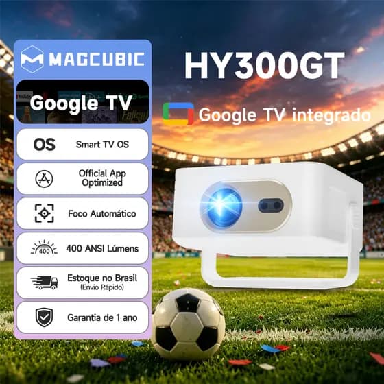 MAGCUBIC Portátil Projetor HY300GT 400ANSI Oficial Netflix Google TV Foco Automático Cinema Móvel