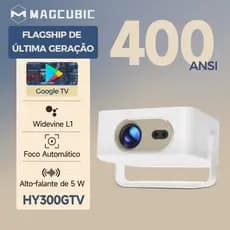 MAGCUBIC Portátil Projetor HY300GT 400ANSI Google TV OS Oficial Foco Automático Cinema Móvel Com Bluetooth