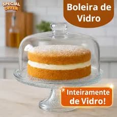 Boleira de Vidro com Pé e Tampa Prato 28cm para Bolo, Doces, Sobremesas, Decoração