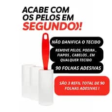 Rolo Adesivo Removedor de Pelos e Fiapos PowerMaid – Kit com 3 Peças Refil | Limpa Roupas, Sofá e Carro