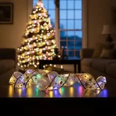 Fita Luminosa Para Árvore de Natal, 2m, Dourada, Luz Colorida, à Pilhas