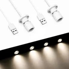 Kit 2 Mini Spot Usb 3w Direcional Branco Luz Neutra, Luz Para Escultura, Quadros, Vitrines, Lexlight