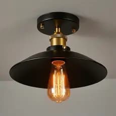 Luminária Plafon Vintage Industrial Retrô E-27 Metal Preto LexLight, Para Lâmpada Filamento Edson
