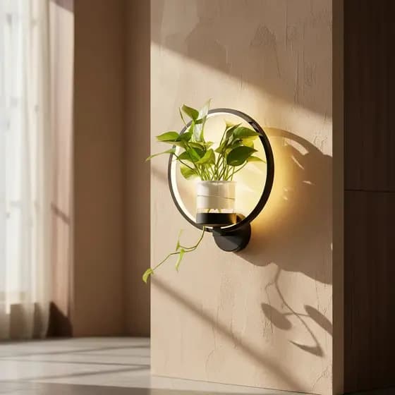 Arandela Luminária Parede Com Vaso Para Plantas 10w Luz Quente LexLight, Para Trepadeiras Folhagens