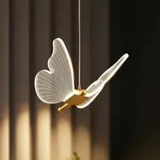 Lustre Pendente Borboleta 6w Luz Quente Dourado LexLight, Luminária Decorativa Sala, Quarto, Escada