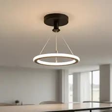 Pendente Lustre Redondo Minimalista 19w Luz 3 Cores Ajustável Bivolt LexLight, Moderno Sala Quarto
