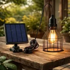 Pendente Lustre Aramando Solar, Luz Quente, Lâmpada Edson, LexLight, Luminária Varanda Jardim