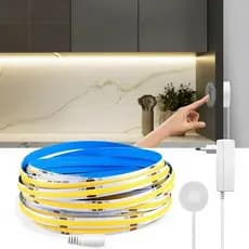 Fita Led Touch Sensor de Toque, 1m Luz Quente Com Fonte, Para Espelho Armário Estante Lexlight