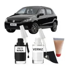 Tinta Tira Risco Automotivo Volkswagen Virtus Preto 10ml + Cera De Polir 15ml Para Polimento Uso Profissional