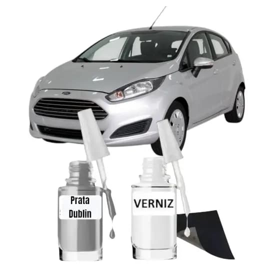 Tinta Tira Risco Prata Dublin Ford New Fiesta + Verniz 10ML Uso Profissional