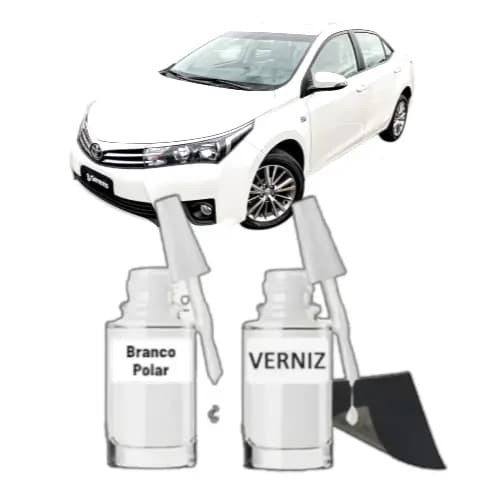 Tinta Tira Risco Automotivo Branco Polar Toyota Corolla 10ml + Verniz Uso Profissional