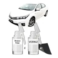 Tinta Tira Risco Automotivo Branco Polar Toyota Corolla 10ml + Verniz Uso Profissional