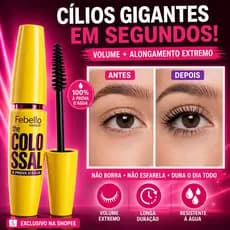 Rímel Febella Volume Extremo – Cílios Longos e Cheios em Segundos | Efeito Postiço + À Prova D’Água
