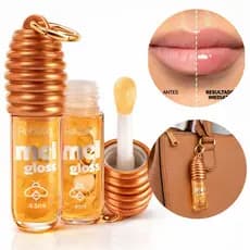 Lip Gloss Mel Febella com Chaveiro | Hidratante Brilho Intenso | Gloss Labial Fofo e Portátil
