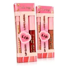Kit Labial 2 em 1 Belle Angel Lip Gloss + Lápis Labial Alta Fixação | Contorno Labial  Longa Duração