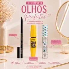 Kit Maquiagem Completo para Olhos | Máscara Colossal + Lápis Delineador + Gel Incolor