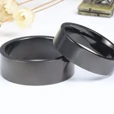 Anel Aço Inoxidável 316L Cor Preto Liso Largura 6mm