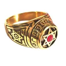 Anel Masculino Cruz de Aço Inoxidável Com Banho De Ouro 18K Prateado Redondo Estrela De Davi Vermelha Jerusalém