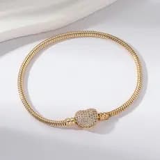 Pulseira  Moda Para Mulheres  Com Fivela Em Forma De  Coração, Comprimento 19 cm