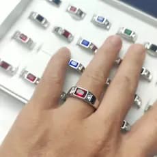 Anel   Em Aço Inoxidável  Com Cor De Pedra Aleatorio