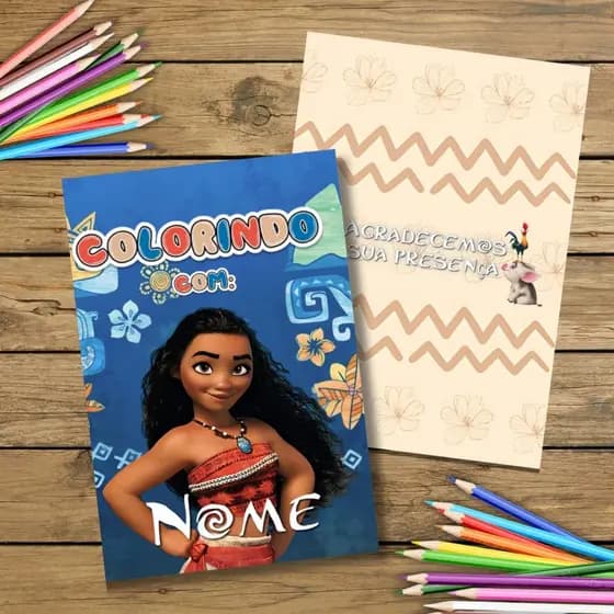 Lembrancinha Festa Moana Livrinho Para Colorir Personalizado/ festa infantil/ aniversário