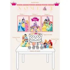 Kit festa personalizados / Princesas / Kit só um bolinho / Decoração de aniversário