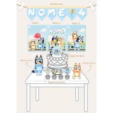 Kit Festa personalizados Bluey e Bingo Kit só um bolinho Decoração de aniversário