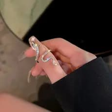 Diamante de Luxo Leve Piscando Diamante Índice Único Anel de Cobra de Dedo