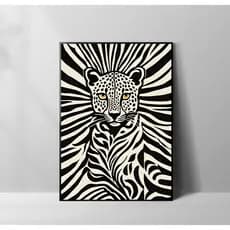 Quadro Decorativo Placa MDF Felino Preto e Branco