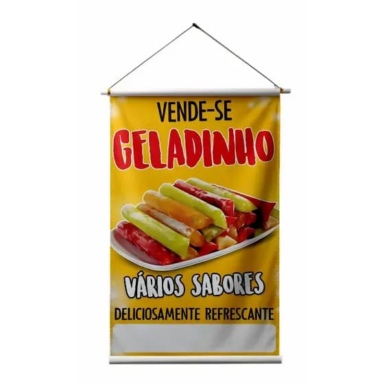 BANNER EM LONA ARTE PRONTA - GELADINHO AMARELO