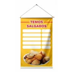 BANNER EM LONA ARTE PRONTA - TEMOS SALGADOS