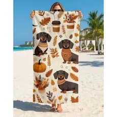 Toalha Grande de Banho Praia 1,40x70cm Cachorro Salsisha